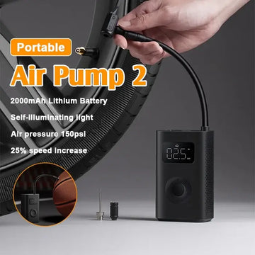 Xiaomi Mijia 2 Cordless Battery Powered Portable 150psi Tire Inflation Air Pump with Digital Tire Pressure Detection for Car, Scooter, Bike, Basket Ball and More (2nd Gen Electric Air Compressor) - Imported from UK